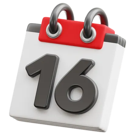 Calendar Date 16  3D Icon