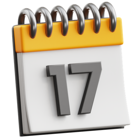 Calendar Date 17  3D Icon