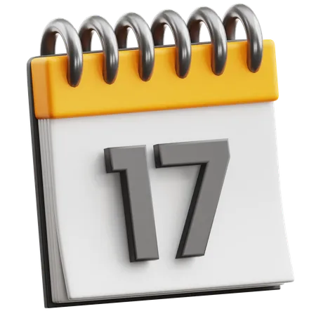 Calendar Date 17  3D Icon