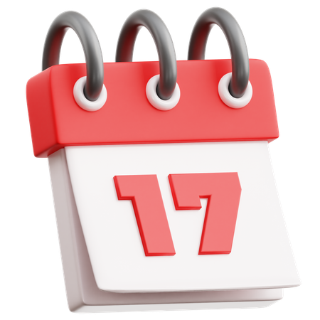 Calendar Date 17  3D Icon