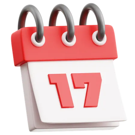 Calendar Date 17  3D Icon