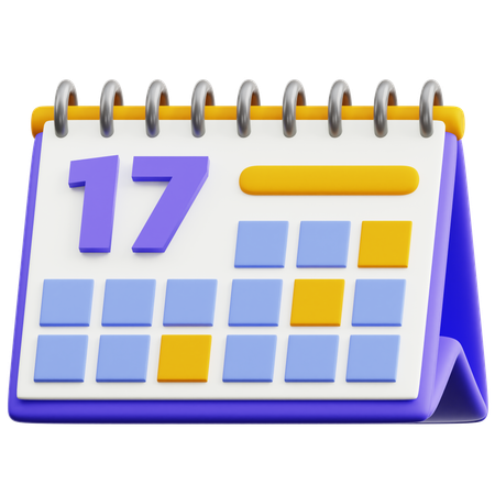 Calendar Date 17  3D Icon