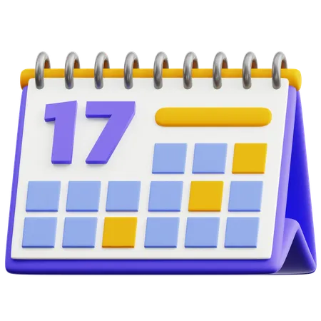 Calendar Date 17  3D Icon