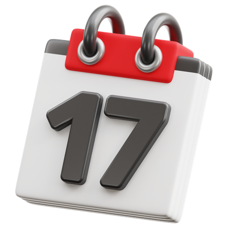 Calendar Date 17  3D Icon