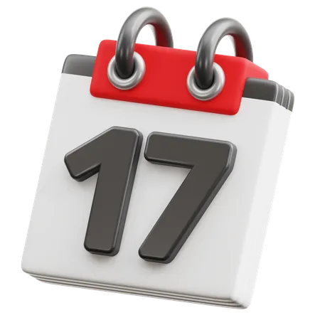 Calendar Date 17  3D Icon