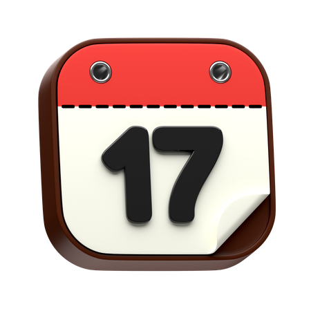 Calendar Date 17  3D Icon