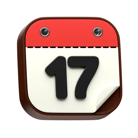 Calendar Date 17  3D Icon