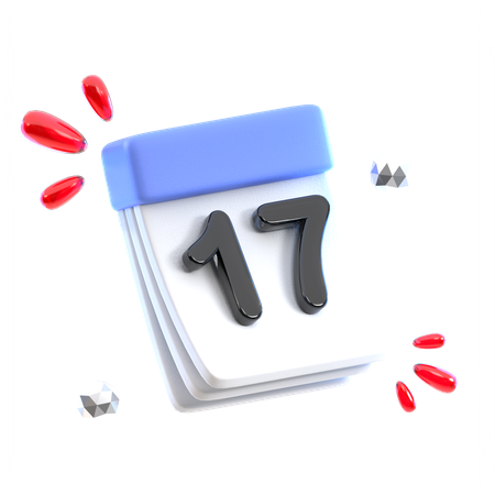 Calendar Date 17  3D Icon