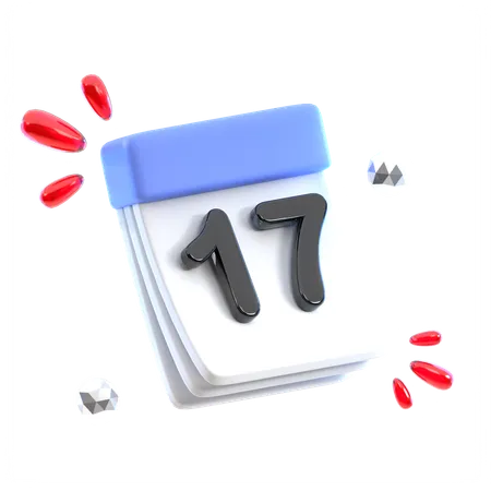 Calendar Date 17  3D Icon