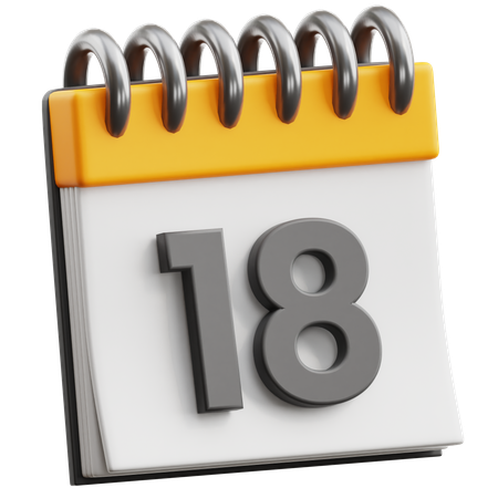 Calendar Date 18  3D Icon