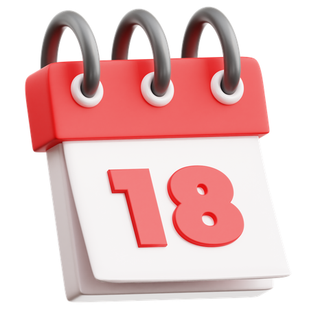 Calendar Date 18  3D Icon