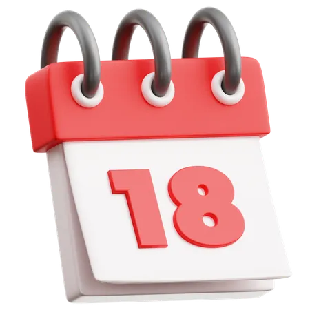 Calendar Date 18  3D Icon