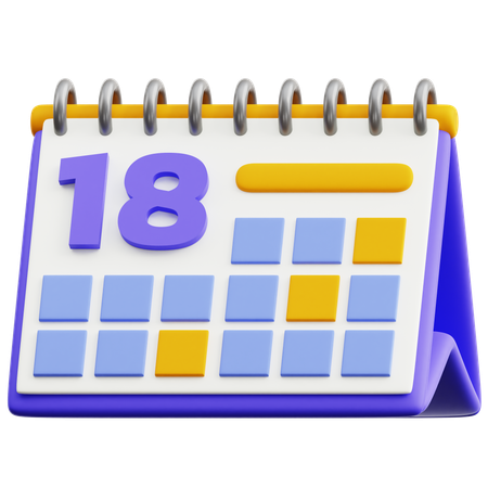 Calendar Date 18  3D Icon