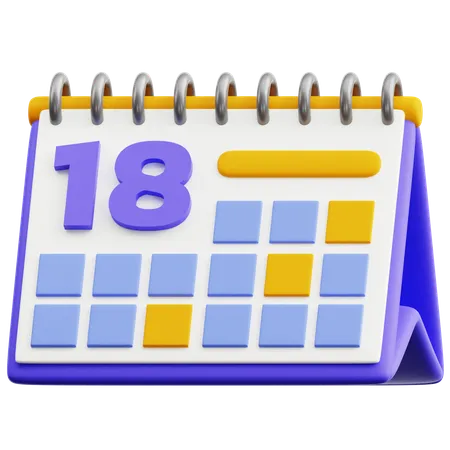 Calendar Date 18  3D Icon