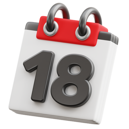 Calendar Date 18  3D Icon