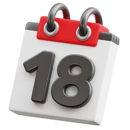 Calendar Date 18  3D Icon