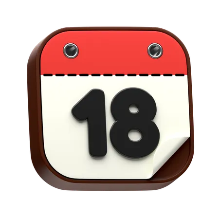 Calendar Date 18  3D Icon