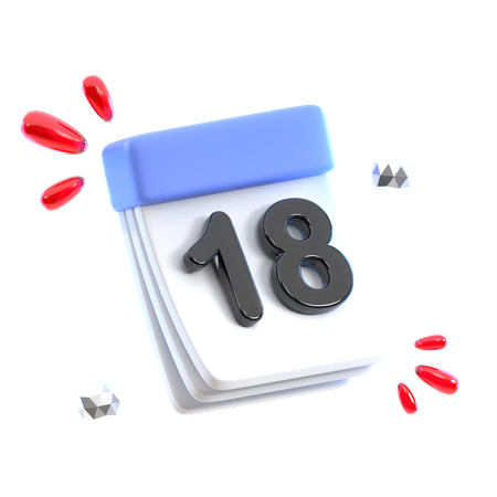 Calendar Date 18  3D Icon