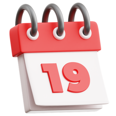 Calendar Date 19  3D Icon