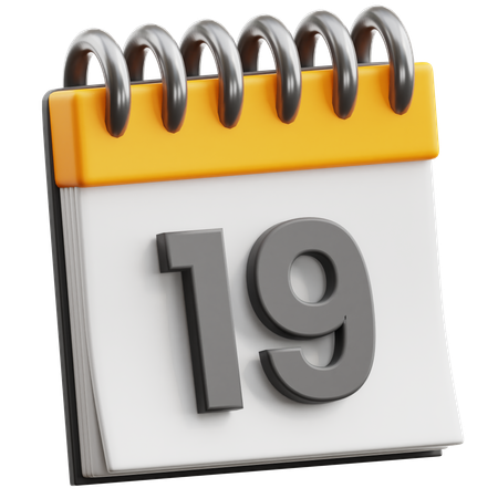 Calendar Date 19  3D Icon