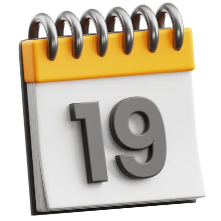 Calendar Date 19  3D Icon