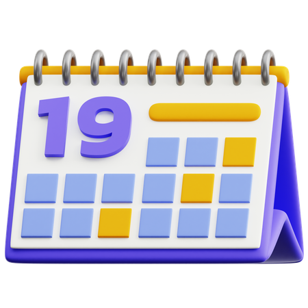 Calendar Date 19  3D Icon