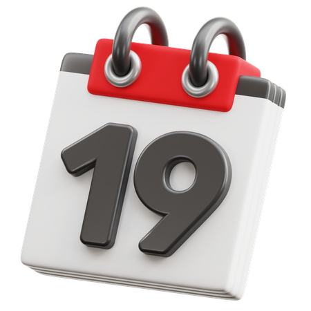 Calendar Date 19  3D Icon