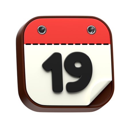 Calendar Date 19  3D Icon