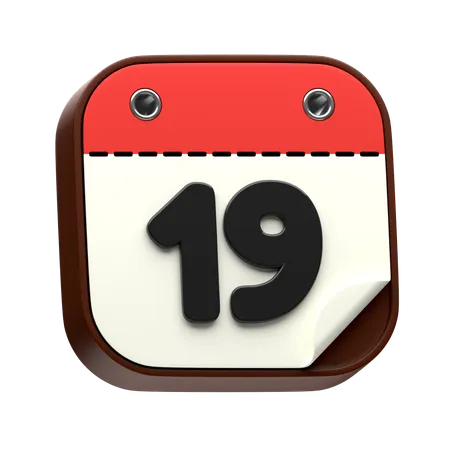 Calendar Date 19  3D Icon