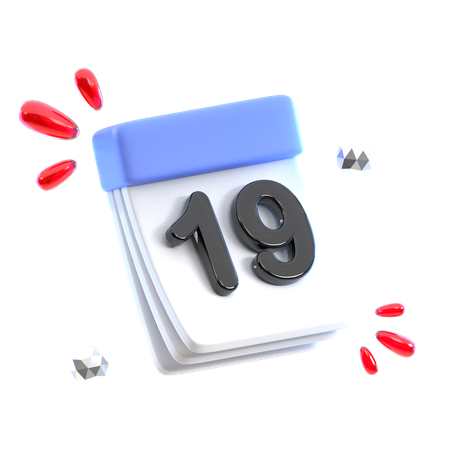 Calendar Date 19  3D Icon