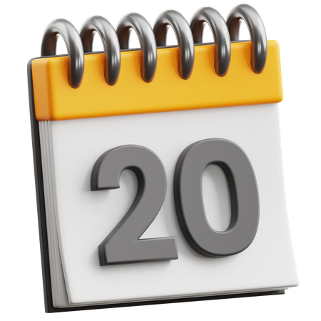 Calendar Date 20  3D Icon