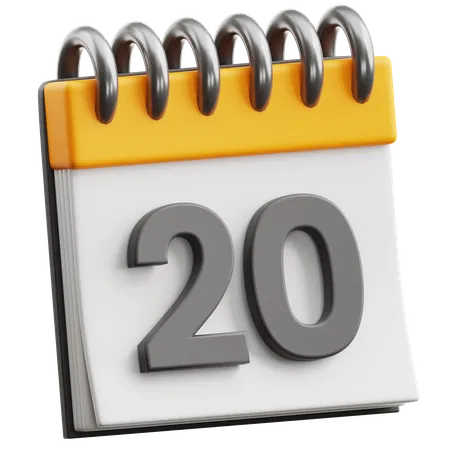 Calendar Date 20  3D Icon