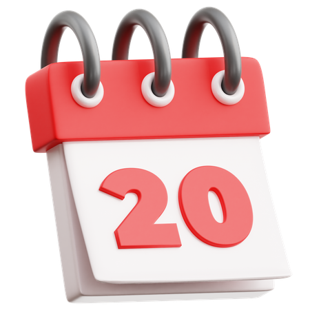 Calendar Date 20  3D Icon