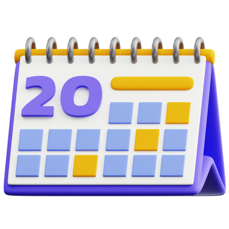 Calendar Date 20  3D Icon