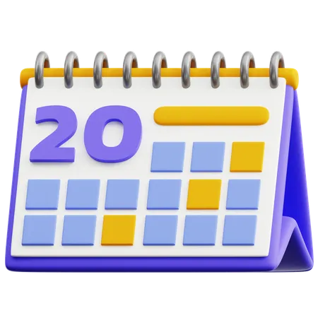 Calendar Date 20  3D Icon