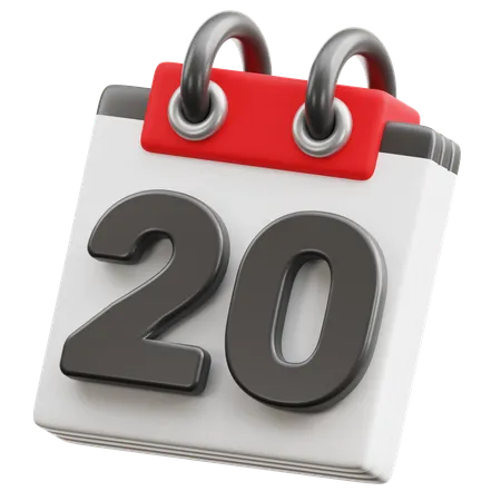 Calendar Date 20  3D Icon