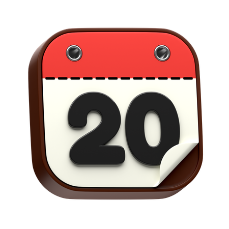 Calendar Date 20  3D Icon