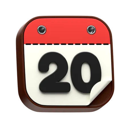 Calendar Date 20  3D Icon