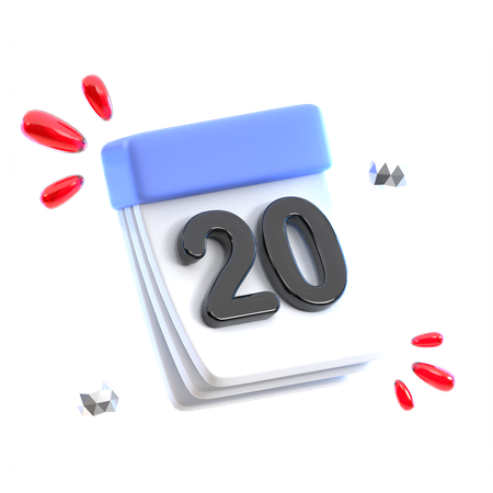 Calendar Date 20  3D Icon