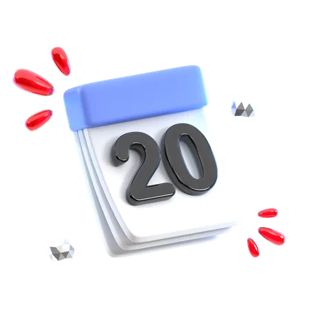 Calendar Date 20  3D Icon