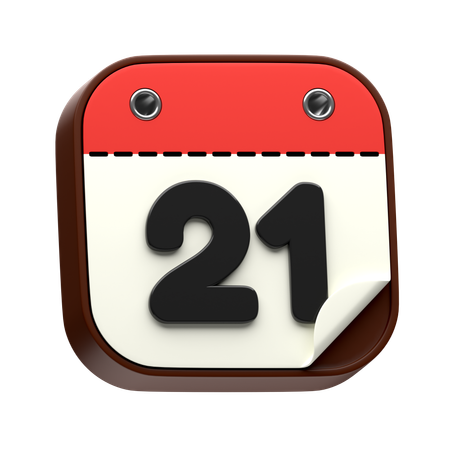 Calendar Date 21  3D Icon