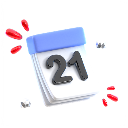 Calendar Date 21  3D Icon