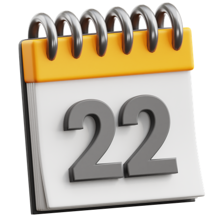 Calendar Date 22  3D Icon