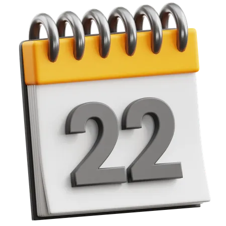 Calendar Date 22  3D Icon