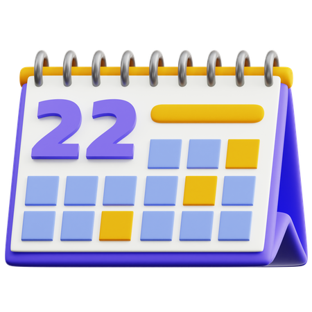 Calendar Date 22  3D Icon