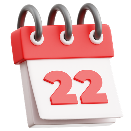 Calendar Date 22  3D Icon