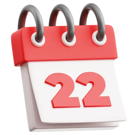 Calendar Date 22  3D Icon