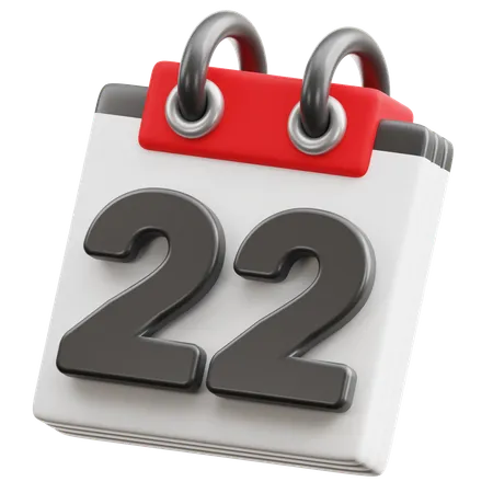 Calendar Date 22  3D Icon