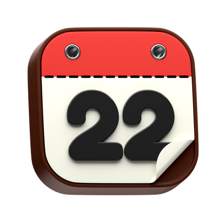 Calendar Date 22  3D Icon