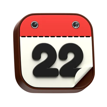 Calendar Date 22  3D Icon